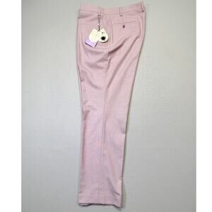 Tayion Collection Men's Regular-Fit windowpane Suit  Pants Mauve 38x32 $135